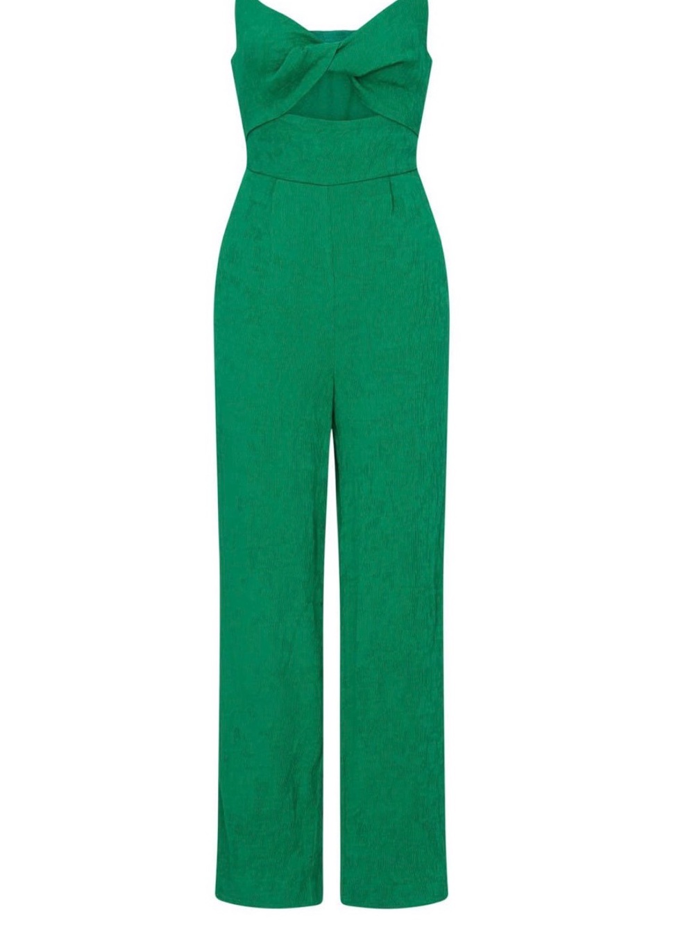 Endless Rose Plisse Twist Front Green Jumpsuit